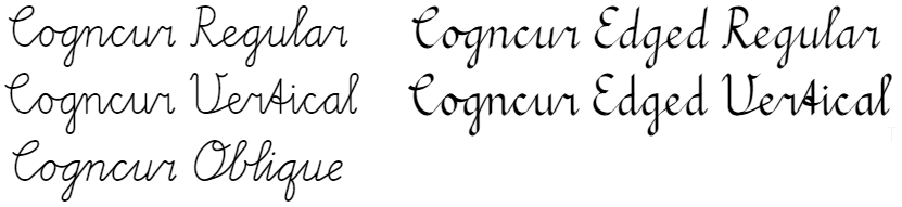 Cursive text in various styles