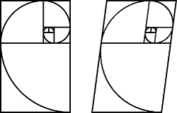 A golden rectangle and a skewed version (parallelogram) side-by-side