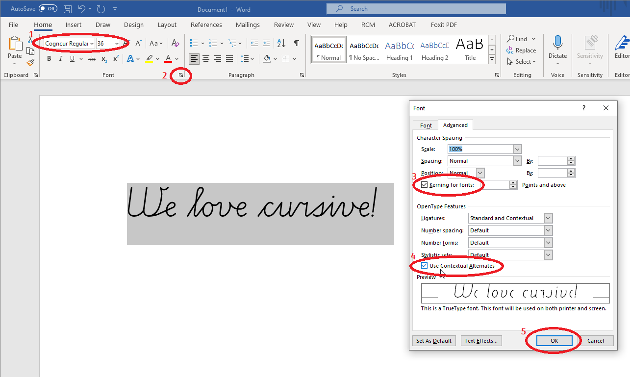 Screenshot from Microsoft Word